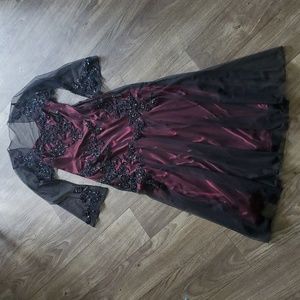 EUC Xscape Formal Full Length Gown Dress Sheer Bolero Jacket Sequins Tulle Sz 6